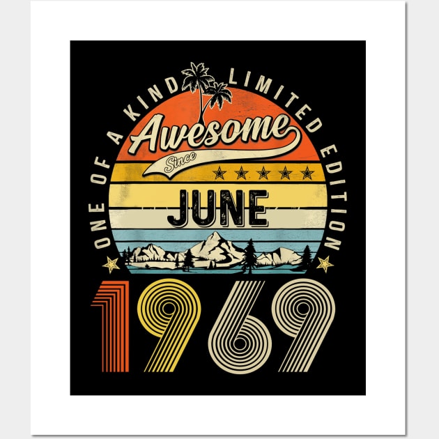 Awesome Since June 1969 Vintage 54th Birthday Wall Art by Tagliarini Kristi